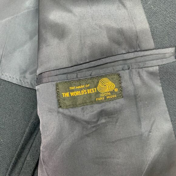 Vintage James Davis Blazer Men 42 Navy Blue Wool 2 Button Notch Lapel Sport Coat - Picture 9 of 15